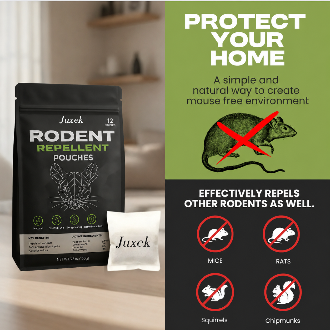 Juxek® Natural Rodent Repellent Pouches