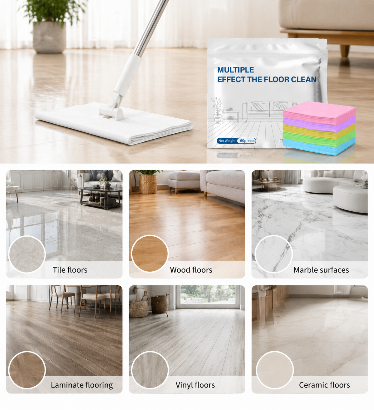 ♻️ Multi-Surface Antibacterial Cleaner for Hardwood, Tile & Laminate
